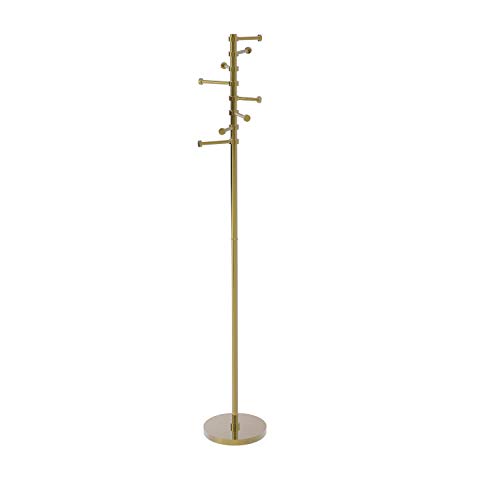 Allied Brass Free Standing Six Pivoting Pegs Coat Rack Unlacquered Brass