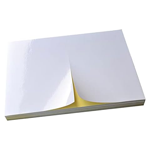 FirstZi 200 Count Half Sheet Self Adhesive Sticker Paper Glossy Printable Paper Shipping Label for Laser and Inkjet Printers - 5.5x8.5 Inches - 2 Labels per Page - 100 Sheets Cover