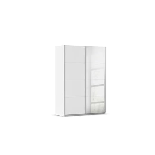 Rauch Möbel Subito Schrank Kleiderschrank Schwebetürenschrank in Weiß mit Spiegel 2-türig inkl. Zubehörpaket Basic 2 Kleiderstangen, 2 Einlegeböden BxHxT 136x197x61 cm