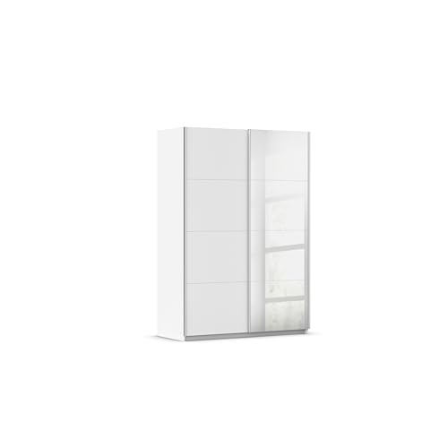 Rauch Möbel Subito Kleiderschrank für Schlafzimmer, Kinderzimmer, Flur, Garderobe, 2-türig mit Spiegel, Farbe Weiß, inkl. 2 Kleiderstangen, 2...