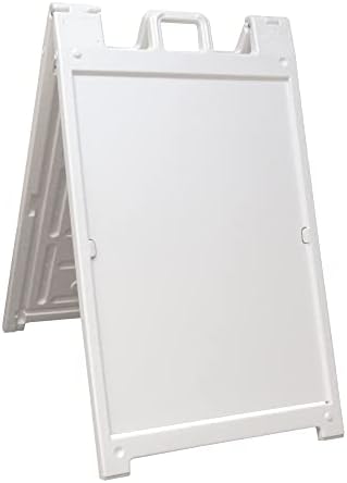 Plasticade 140NSBKBOXED Signicade Deluxe A-Frame Sidewalk Curb Sign Portable Folding Double-Sided Display with Quick-Change System, White