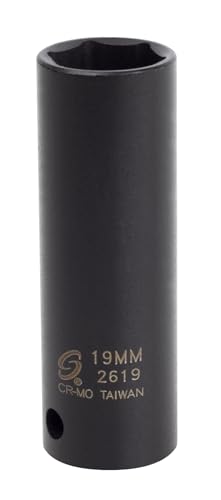SUNEX TOOLS 2619 1/2-Inch Drive 19-Mm Extra Thin Wall Deep Impact Socket