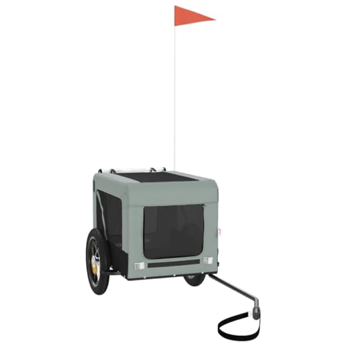 vidaXL Rimorchio da Bici per Animali Grigio e Nero Oxford e Ferro, rimorchio per Bici, rimorchio per Animali Domestici, rimorchio per Biciclette