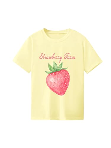 Image of RoseSeek Girl's Graphic Drop Shoulder Star Print Tee Tops Short Sleeve Crew Neck Summer Shirts