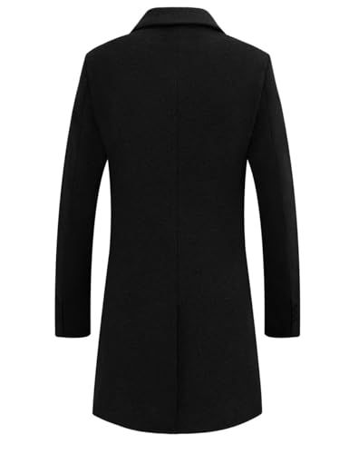 ONAXTDA Mens Long Blazer Overcoat Single-Breasted Suit Jacket Velvet Welding Notched Lapel Trench Coat3