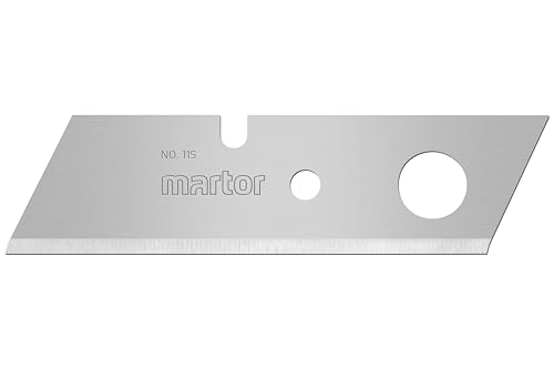 MARTOR 5 x Große Spezialklinge Kurze Spitze Klinge, Ersatzklinge Cuttermesser, 2-seitiger Schliff, Sicherheitsmesser, 73,5 mm Lang, 18,7 mm Breit, Scharf, Im Spender, Nr. 115