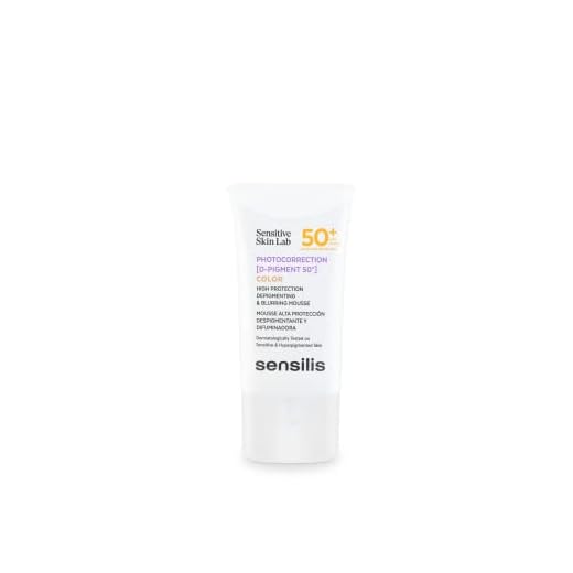 Sensilis - Photocorrection D-PIGMENT SPF 50+, Crema Solar Facial en Textura Mousse, Despigmentante y Difuminadora, Previene el Envejecimiento de la Piel, para Pieles Sensibles Hiperpigmentadas - 40 ml