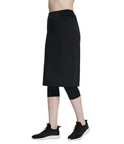 Slimour Modest Skirts With Leggings Capri With Skirt Attached For Women Skirted Leggings Active Skirts With Leggings Running Black Xl #TOP5