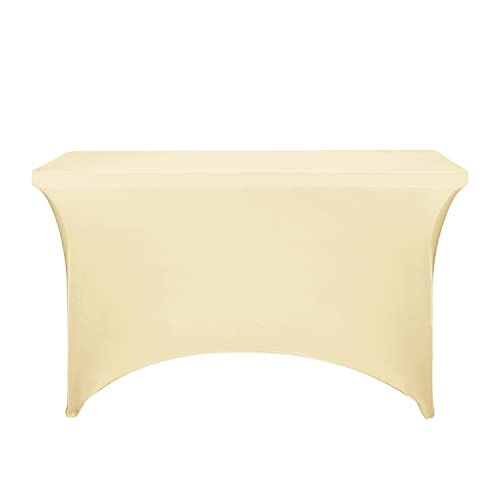 Image of FORLIFE Spandex Table Covers,Fitted Tablecloth for Rectangular Tables, Stretch Patio Table Covers, Universal Spandex Table Cover for Wedding, Banquet, Party (4ft, Champagne)