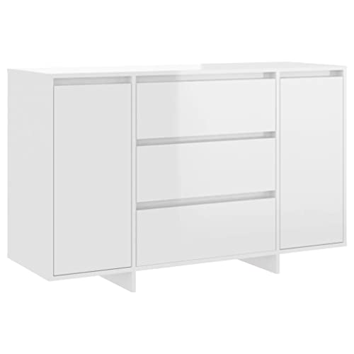 Aparador blanco brillante de diseño moderno con cajones y puertas estancas 2