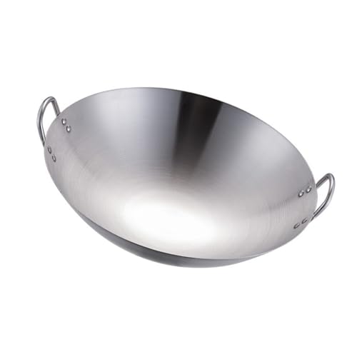 Wok de acero inoxidable BESTOYARD con doble asa y fondo plano
