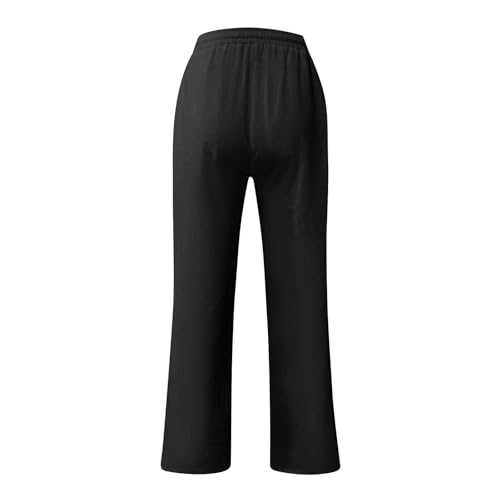 Linen Pants Mens Casual Linen Loose Fit Straight-Legs Elastic Drawstring Waist Summer Beach Yoga Long Pants4