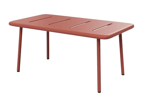 Vente unique   Mesa de Centro para jardín Birmos   L 90cm x A 50cm x H 42cm   Acero   Terracota
