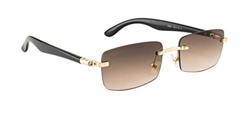 Image of Ted Smith Men's Women's UV Protection Brown Pink Graded Lens Gold Rectangular Sunglasses
