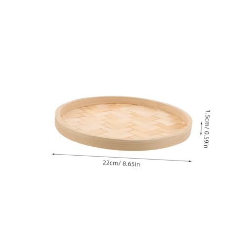 TOBBOMEY Unpainted Bamboo Tray Handmade Woven Round Wall Decor and Serving Sieve Multipurpose Rustic Bamboo Basket for Creative Home Decoration and Dessert Presentation - Image 3