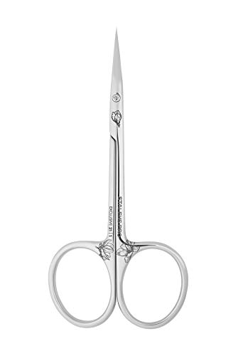 STALEKS PRO EXCLUSIVE Professional Cuticle scissors - Magnolia Pattern - Pack of 1 pcs - Model SX-21/1m, Silver