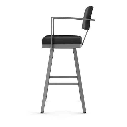 Image of Amisco Akers 26 in. Swivel Counter Stool - Black Faux Leather /Grey Metal