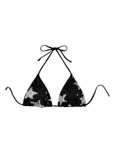 Haut de bain Y2K noir triangle pour éviter les marques de bronzage avec son dos nu S
