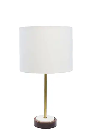 Perficient Corporation Wood and Stone Night Stand Electric Table Lamp with 40W E 27 Bulb, Decorative Lamp, Study Lamp, Antique Table Lamp (Brass, Stone)