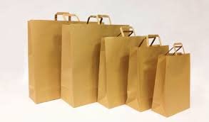 Sac Papier Kraft Type Cabas | Lot de 100 sacs 25X17X29 cm | Fond Plat | Epais - Anti Déchirure | Vente à Emporter Alimentaire et Textile