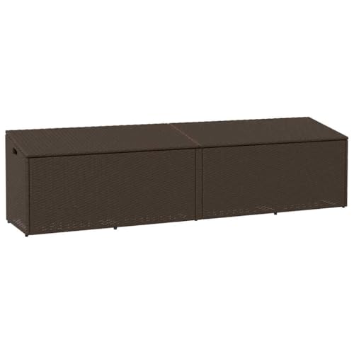 Vetnasa Caja de almacenaje jardín ratán sintético marrón 220x50x58 cm