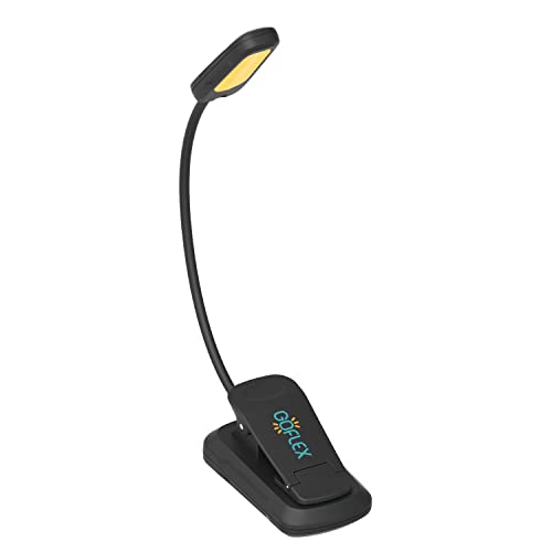 GOFLEX Book Light Clip On Reading Lamp with 9 LED Beads 9 Brightness and 3 Level Color Rechargeable Reading Lights for Books at Night in Bed(Black)â¦