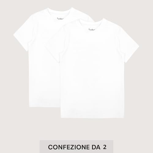 Intimitaly Intime 2er-Set T-Shirts für Kinder, 100% Baumwolle, warm, hypoallergen, atmungsaktiv, Unisex, 3-12 Jahre, 2 weiße Kinder, 6-7 Jahre