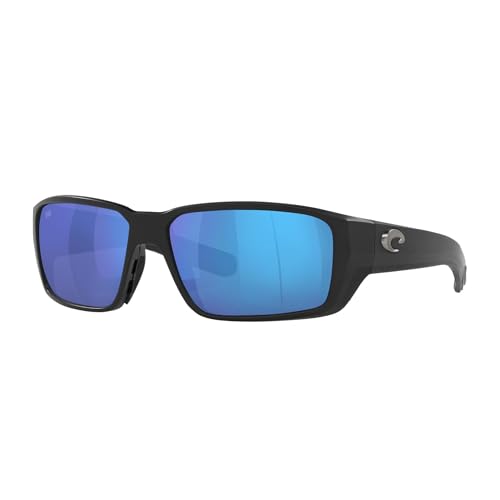 Costa Del Mar Sunglasses for Men - Fantail PRO Mens Polarized Sunglasses - Fishing, Boating & Beach UV Protection - Size 60 - Matte Black/Blue Mirror 580G