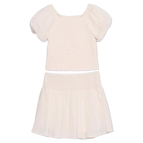Image of Speechless Girls' Puff Sleeve Pleated Top and Skater Mini Skirt Set