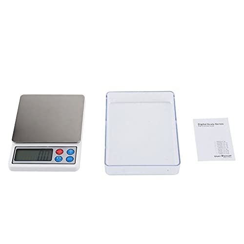 Básculas digitales mini portátiles de 2 kg/0,1 g, balanza electrónica de alta precisión, báscula compacta de acero inoxidable con función de tara y apagado automático para joyas, m