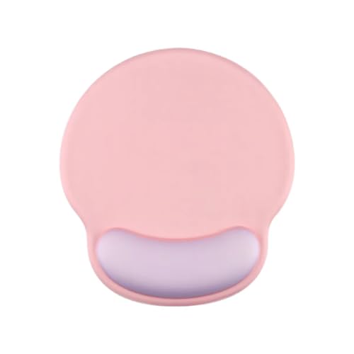 Image of Mouse Pad with Gel Wrist Rest Support, Ergonomic Mouse Cushion with Non Slip Rubber Base Mouse Pad for Laptop, Computer, Gaming, Office (Peach + Purple, Round)