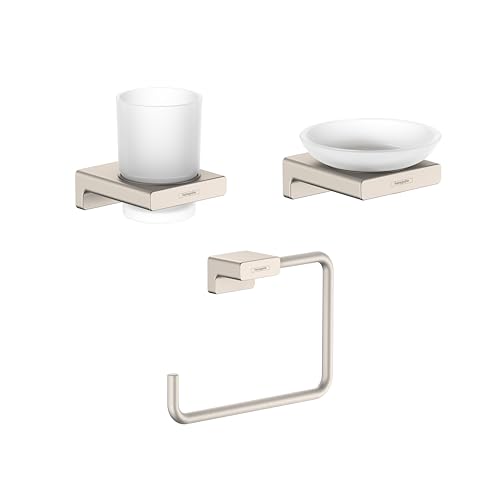 AddStoris Accessory Kit with Soap Dish, Tumbler, and Towel Ring in Brushed Nickel