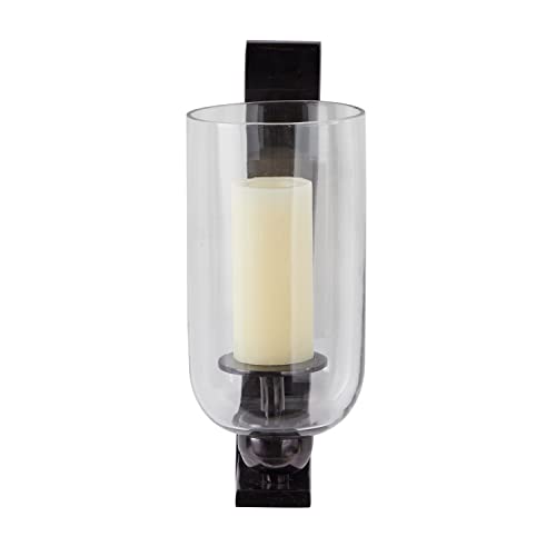 Deco 79 Aluminum Single Candle Wall Sconce, 6" X 8" X 16", Black #TOP6