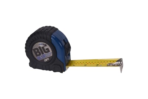 Image of Century Drill & Tool 72825 Big Blue Tape Measure, 25' | Positive blade lock, high-impact chrome case, belt clip, large easy-to-read fractional markings