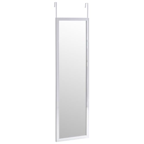 LOLAhome - Espejo Gris Largo Rectangular para Colgar en Puerta o Pared de Cuerpo Entero de 125x35 cm, Incluye 2 Ganchos fáciles de Quitar para Colgar en Puertas