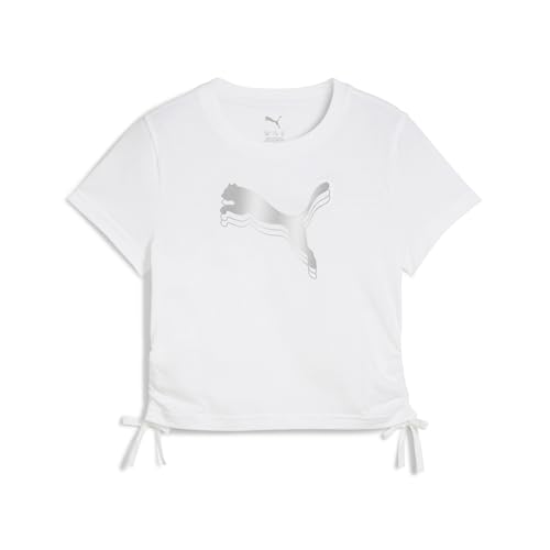 Puma Mädchen ESS METALLIC Knotted Tee G T-Shirts, Puma White,