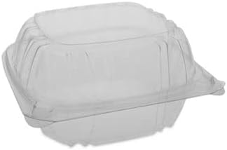 Pactiv YCI82160 Sensation Smartlock Clear OPS - Contenedor de sándwich con tapa con bisagras de poliestireno de 6 pulgadas de ancho x 3.1 pulgadas