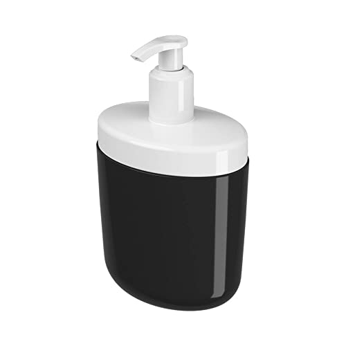 Porta Sabonete Líquido e Álcool Gel Full, 450 ml, 10,6 x 8,5 x 17,2 cm, Preto, Coza