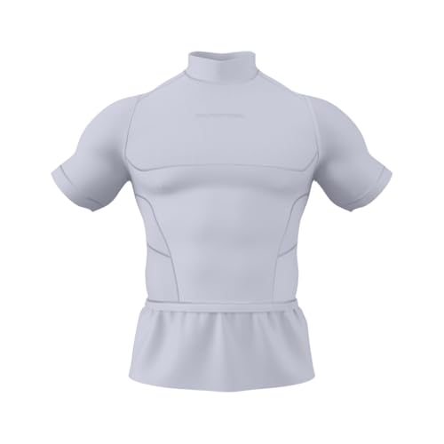 KUTFTBL Short Sleeve Turtleneck Compression Shirt with Loose Attachment Around Waist - White Small Adult
