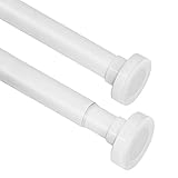 Qlf yuu Barra telescópica para cortina de ducha, sin agujeros, barra de cortina ajustable extensible, uso universal como barra de cortina, barra de ducha, barra de sujeción (blanco, 120 – 210 cm)