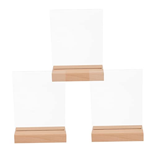 Levemolo Acrylic Display Stand 3pcs Wooden Base Table Menu Holder Lightweight and Stable for All Business Settings