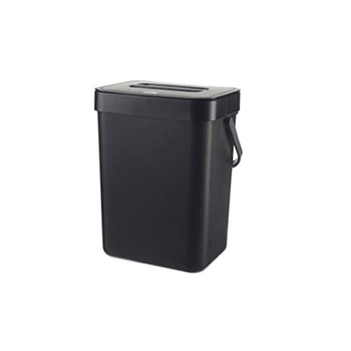 ASumPio Botes De Basura para Colgar, Pequeños Botes De Basura con Tapa Debajo del Fregadero para La Cocina, Contenedor De Basura para El Hogar, Contenedor De Abono De Cocina Par,Black-5L/1.3 Gallon