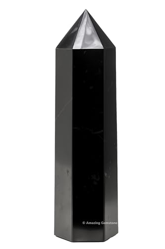 Image of Amazing Gemstone Large Shungite Crystal Towers ~ Natural Healing Crystal Point Obelisk for Reiki Healing and Crystal Grid (5.5 inch to 6 inch INCH)