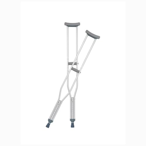 Health Mart | Underarm Crutches Size Medium | Lightweight Aluminum Adjustable Walking Aid 113-133cm Height Range Medical Crutches for Adults Injury Recovery & Mobility Assistance