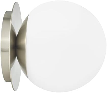 Wall Sconces, 1 Light Modern Globe Sconce in Brushed Nickel, Wall Light for Bedroom Bathroom Living Room & Hallway Vanity Lighting, Ceiling Light Fixture