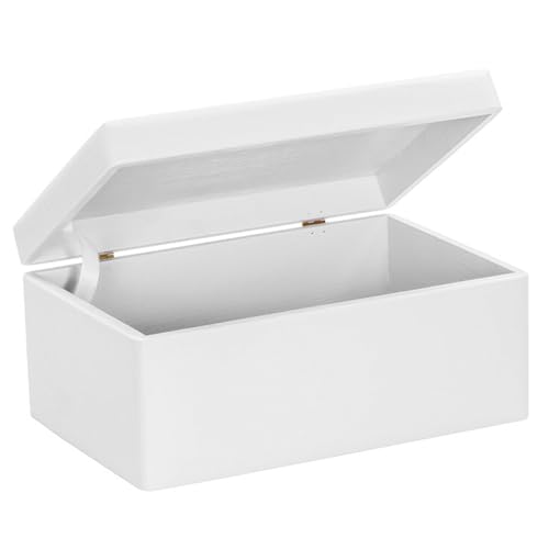 LAUBLUST Boîte en bois avec couvercle – env. 30 x 20 x 14 cm | Blanc – Coffret de rangement...