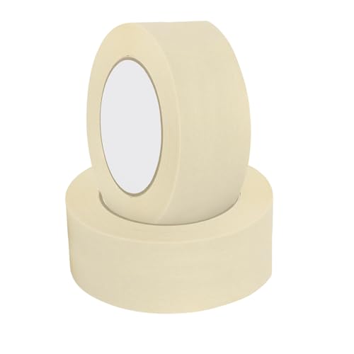 ARVO Masking Tape for Painting – 50 mm x 50 m Decorators Painters Tape | Medium-High Adhesion, Crepe Paper for Walls, Trim & Multi-Surface Indoor Decorating – Pack of 2