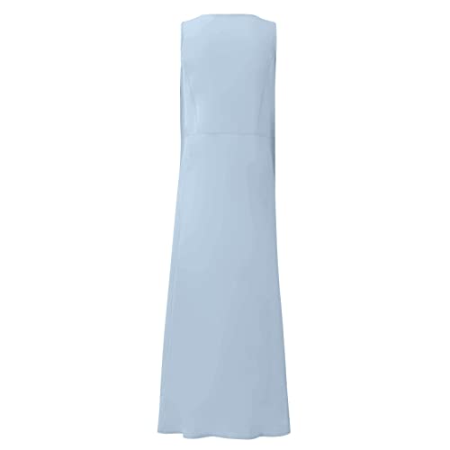 Plus Size Cotton Linen Summer Dresses for Curvy Women 2025 Sleeveless Maxi Vacation Beach Sundresses with Pockets