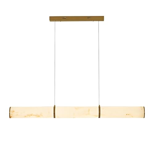 大理石風直線ペンダント照明器具LEDダイニングルームシャンデリア直線キッチンアイランド吊り下げ照明調光可能モダンペンダントライト(寝室・玄関・浴室・エントランス用)(A,59In)