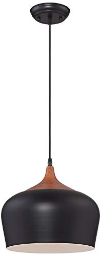 Possini Euro Design Felton Black Mini Pendant Lighting Fixture 12" Wide Farmhouse Rustic Wood Detail For Dining Room Living House Home Foyer Kitchen Island Entryway Bedroom High Ceilings #TOP5